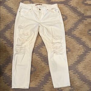Joe’s jeans the lover mid rise baggy crop White Distressed Jeans 29